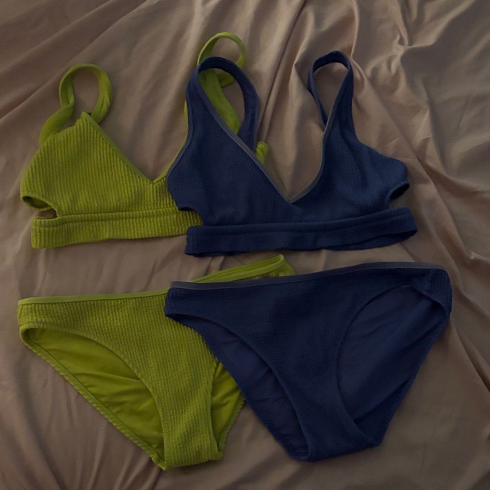 Aerie Kids Swim Bikinis in Blue and Green